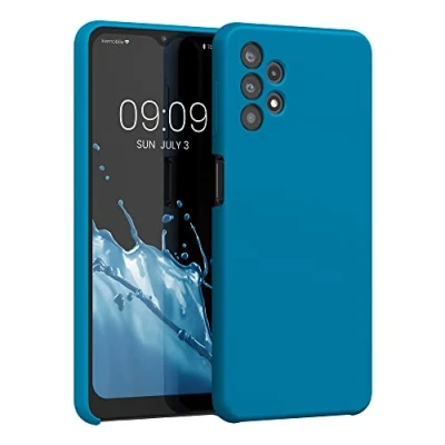 Abbildung von kwmobile Hülle kompatibel mit Samsung Galaxy A32 5G Silikon Handy Case Handyhülle weiche Oberfläche kabelloses Laden Karibikblau