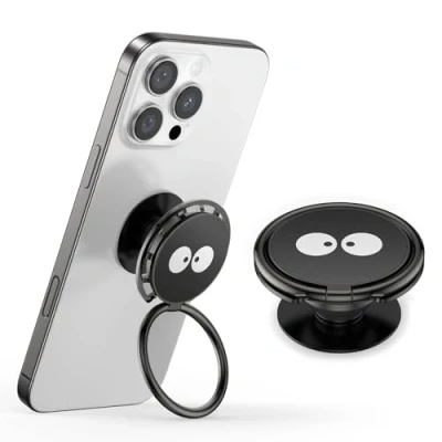 Abbildung von GlasFlength Popsocket Handy Ring Halterung, Pop Socket Fingerhalterung mit Ausziehbarer Sockel Griff Schwarz 255 Handyring 360 Knopf zum Festhalten für Smartphones und Hüllen