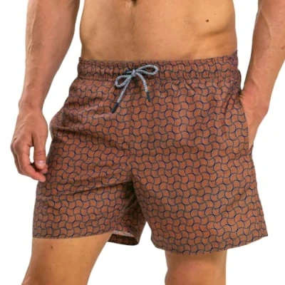 Abbildung von RIPT Herren Essentials Quick Dry UV 50 Sonnenschutz Badeshorts Badehose, Orange Swirl Druck, M