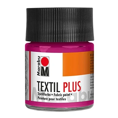 Abbildung von Marabu 17150005005 Textil Plus himbeere 50 ml, volldeckende Stoffmalfarbe für dunkle Stoffe, geeignet Stoffmalerei und Stoffdruck, nach Fixierung waschbeständig bis 40 C