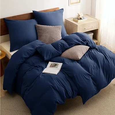 Abbildung von BEDSURE Bettwäsche 135x200 4teilig Marineblau Blau 2 Bettbezüge cm + Kissenbezüge 80X80 cm, ÖKO TEX Sets Polyester Mikrofaser mit Reißverschluss