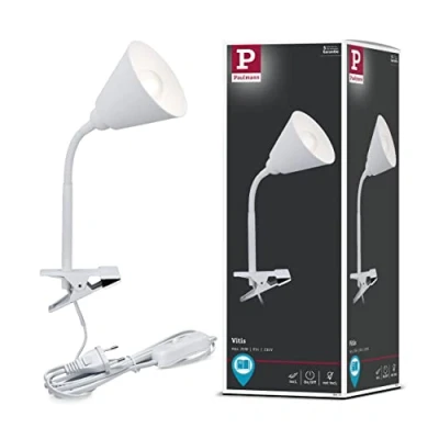 Abbildung von Paulmann 95431 Klemmleuchte Vitis mit Flexarm rund max. 20 Watt Lampe Schnurschalter Weiß Metall, Kunststoff E14 ohne Leuchtmittel
