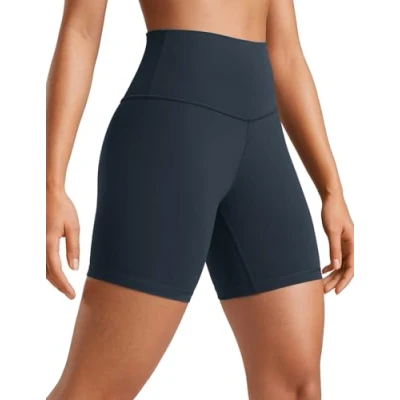 Abbildung von CRZ Yoga Butterluxe Damen Radlerhose Kurze Sporthose High Waist Sommer Shorts Laufshorts Fitness Hose 15cm Echte Marine 40