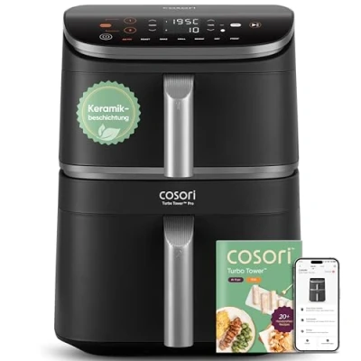 Abbildung von COSORI Turbo Tower Pro Smart, mit WLAN Verbindung, 10,8L Double Stack Airfryer DualBlaze, Keramikbeschichtung