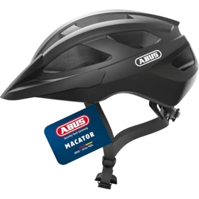 Abbildung von ABUS Rennradhelm Macator Sportiver Fahrradhelm für Einsteiger auch Zopfträger/ innen Damen und Herren Schwarz Matt, Größe M