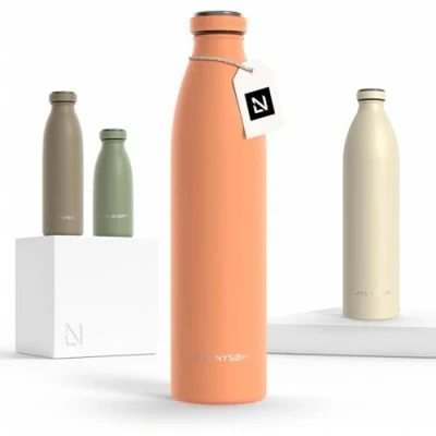 Abbildung von LARS NYSØM Edelstahl Trinkflasche 350ml, 500ml, 750ml, 1L, 1 5 liter Thermosflasche Kohlensäure geeignet Auslaufsichere Wasserflasche für Sport, Outdoor, Schule (Pumpkin Orange, 1000ml)