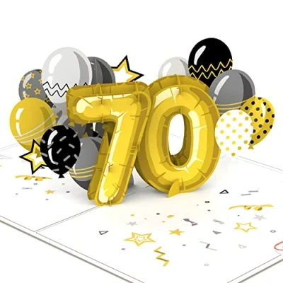 Abbildung von papercrush® Pop Up Karte 70. Geburtstag Handgemachte 3D Geburtstagskarte für Frauen und Männer (70 Jahre), Glückwunsch zum 70ten Besondere Glückwunschkarte inkl. Umschlag
