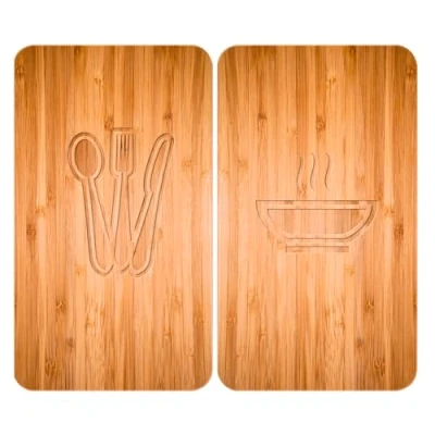 Abbildung von Herdabdeckplatte Universal Lunch, 2er Set Herdabdeckung für alle Herdarten, Gehärtetes Glas, 30 x 52 cm, Mehrfarbig
