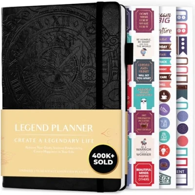 Abbildung von Legend Planer Deluxe Wochen &amp; Monats Lebensplaner, um Ihre Ziele zu erreichen glücklicher leben. Organizer Notizbuch Produktivitäts Journal. A5 Hardcover, undatiert Schwarz (Englisch)