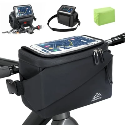 Abbildung von KEEPIFY 4.5L Lenkertasche Fahrrad, Fahrradtasche Lenker mit Lenkeradapter, wasserdichte Lenkertaschen Handy Touchscreen/Mobiltelefonhalter Ebike/Fahrrad