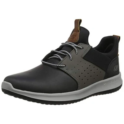 Abbildung von Skechers Herren Delson Axton Sneakers, Black Gray Leather, 44 EU