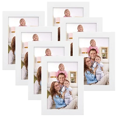 Abbildung von Giftgarden 7 Stück Bilderrahmen Set 10x15 cm für 15x10 Fotos und Bilder, Moderne Weiß Fotorahmen Collage, Wand oder Tischaufsteller Geschenk Freund