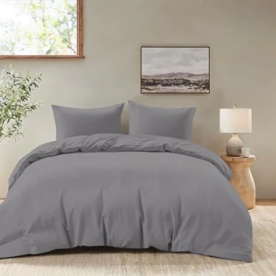 Abbildung von Dreamzie Bettwäsche Set 240x260 cm mit 2 Kissenbezügen 65x65 Anthrazit Bettbezug Erwachsene aus 100% Mikrofaser Zertifiziert ohne Chemikalien (Oeko TEX)