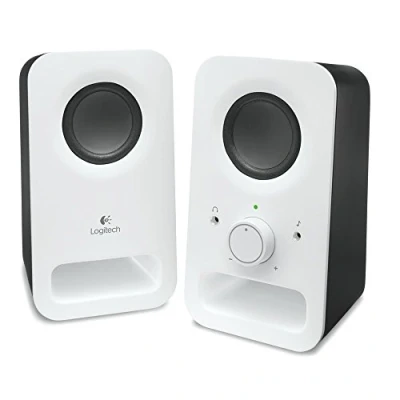 Abbildung von Logitech Z150 PC Lautsprecher, Stereo Sound, 2 6 Watt Spitzenleistung, 3,5 mm Eingang, Regler am rechten Kopfhörerbuchse, EU Stecker, PC/TV/Handy/Tablet Weiß