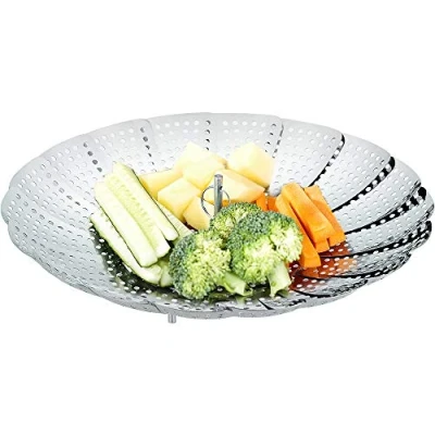 Abbildung von ecooe Edelstahl Dampfgarer Einstellbar Dünsteinsatz (15.5cm 27cm) Dämpfeinsatz für Kochtöpfe