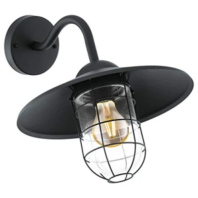 Abbildung von EGLO Außen Wandlampe Melgoa, 1 flammige Außenleuchte, Wandleuchte aus verzinktem Stahl in Schwarz und Glas Transparent, E27 Fassung, IP44