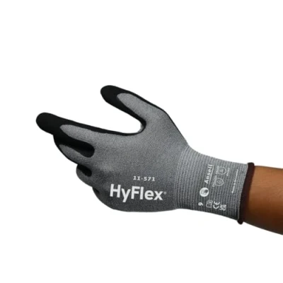 Abbildung von Ansell HyFlex 11 571 Schnittschutz Handschuhe, Atmungsaktive Nitril beschichtung, Höchste Weiterreißfestigkeit, Arbeitshandschuhe Herren Damen, Waschbare, Grau, Größe XL (1 Paar)