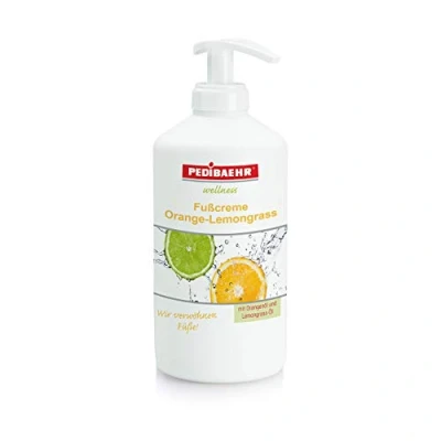 Abbildung von Fußcreme Orange Lemongrass 500ml mit Spender Orangenöl und Öl PediBaehr, 500 ml