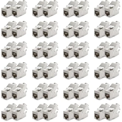 Abbildung von deleyCON 48x Keystone Modul CAT 6a Jack Vollgeschirmt STP RJ45 Buchse Werkzeugfrei Dank Snap In Montage Rohkabel 500 MHz 10 Gbit/s