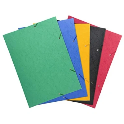 Abbildung von Exacompta 59500E 10er Pack Einschlagmappe DIN A3. Made in Germany. Aus extra starkem Colorspan Karton mit 3 Innenklappen und 2 Gummizügen Sammelmappe für Büro Schule farbig sortiert
