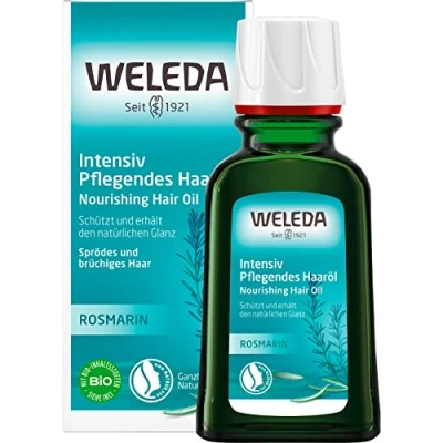 Abbildung von WELEDA Bio Rosmarin Haaröl Naturkosmetik Intensivpflege Haarkur mit Rosmarinöl fördert das natürliche Haarwachstum &amp; eine gesunde Kopfhaut. Haarpflege für sprödes brüchiges Haar (vegan / 50ml)