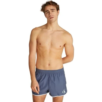 Abbildung von Calvin Klein Swimwear Runner Badeshorts, Herren, Größe: Medium, Grisaille