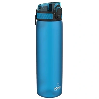 Abbildung von Ion8 Trinkflasche, 500 ml, Auslaufsicher, Einhandöffnung, Sichere Verriegelung, Spülmaschinenfest, BPA frei, Tragegriff, Klappdeckel, Leicht zu Reinigen, Klimaneutral, Blau