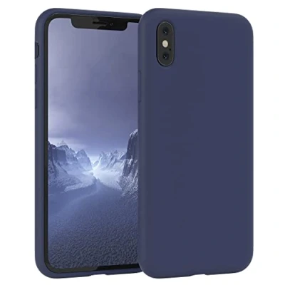 Abbildung von EAZY CASE Premium Silikon Handyhülle kompatibel mit iPhone X/XS, Slimcover Kameraschutz und Innenfutter, Silikonhülle, Schutzhülle, Bumper, Handy Case, Hülle, Softcase, Nachtblau, Blau