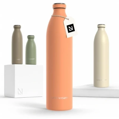 Abbildung von LARS NYSØM Edelstahl Trinkflasche 350ml, 500ml, 750ml, 1L, 1 5 liter Thermosflasche Kohlensäure geeignet Wasserflasche auslaufsicher für Sport, Outdoor, Schule (Pumpkin Orange, XL 1500ml)