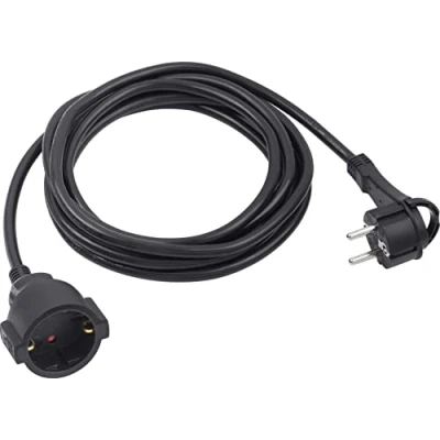 Abbildung von Meister Schutzkontakt Verlängerung Extraflacher Stecker 3 m Kabel schwarz IP20 Innenbereich / Kupplung mit Berührungsschutz Schuko Flachstecker Stromkabel 7432370
