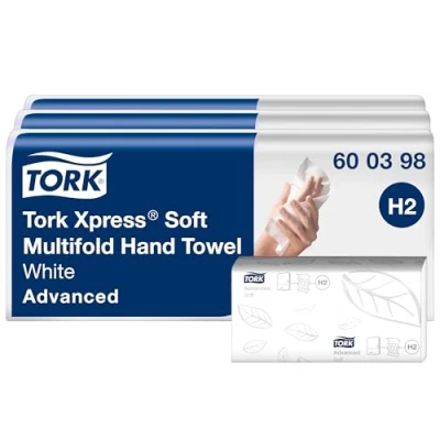 Abbildung von Tork Xpress weiche Multifold Handtücher Weiß H2, Advanced Qualität, 2 lagig, Zickzackfalz, saugfähig, 7 x 180 Tücher, 600398