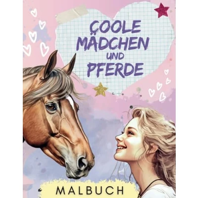 Abbildung von Coole Mädchen und Pferde Malbuch 50 schöne Motive zum Ausmalen: ab 8 Jahren, Perfekt für junge Teenager