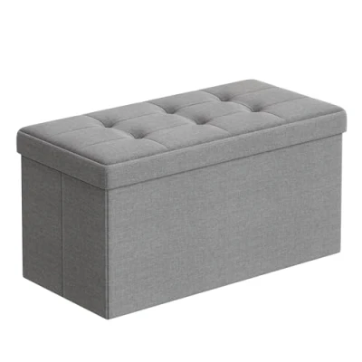Abbildung von SONGMICS Sitzhocker mit Stauraum, klappbare Sitzbank, 38 x 110 cm Fußbank, Aufbewahrungsbox, bis 300 kg belastbar, für Wohnzimmer Schlafzimmer Flur, schiefergrau LSF77K