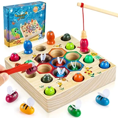 Abbildung von COOLJOY Magnetisches Angelspiel Montessori Spielzeug ab 2 Jahre Kinderspielzeug in 1 Holz Magnetspiel Motorikspielzeug Holzspielzeug Geschenk für Junge und Mädchen 3 Autorisiertes Patent