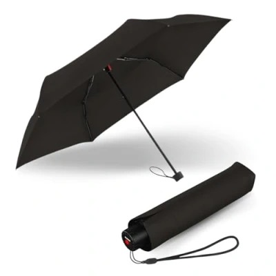 Abbildung von Knirps Regenschirm C.050 Small Manual Black mit Schirmtasche I kleiner für unterwegs Handöffner Taschenschirm windstabil &amp; leicht Mini Schirm