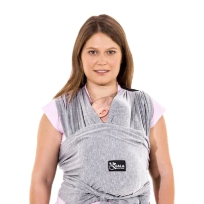Abbildung von Koala Babycare Tragetuch Baby Neugeborene Einfach Anzuziehen für Mütter und Väter Babytrage Multi Use Bis 9kg Babytragetuch Hellgrau