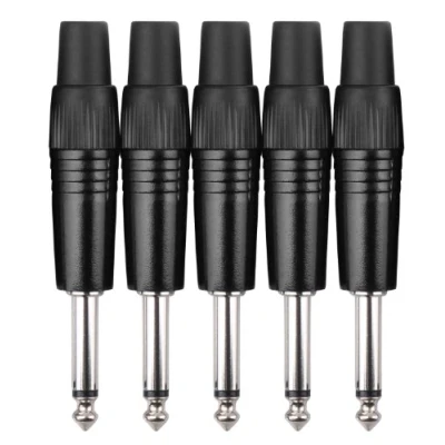 Abbildung von Pronomic Steckerset 6,3mm Klinke 5 Stück (zur Kabelkonfektionierung, Montage, Hochwertige Spannzangen Zugentlastung, Stabiles Druckguss Gehäuse) schwarz