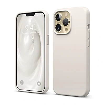 Abbildung von elago Liquid Silicone Case Kompatibel mit iPhone 13 Pro Hülle (6,1&quot;), Hochwertiges Silikon, Rundumschutz Handyhülle : 3 Layer Struktur Schutzhülle, Kratzfestes Weiches Mikrofaserfutter (Taupe)