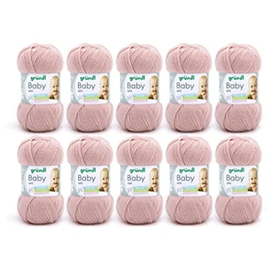 Abbildung von Gründl Baby uni Strickgarn / Häkelgarn (OEKO TEX zertifizierte Wolle, strapazierfähig und pflegeleicht, 70 % Polyacryl 30 Polyamid, 50 g 150 m, Nadelstärke: 3,5 4,5, 10 x g), altrosa