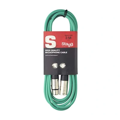 Abbildung von Stagg 3 m hochwertigen XLR auf Stecker Mikrofon Kabel grün