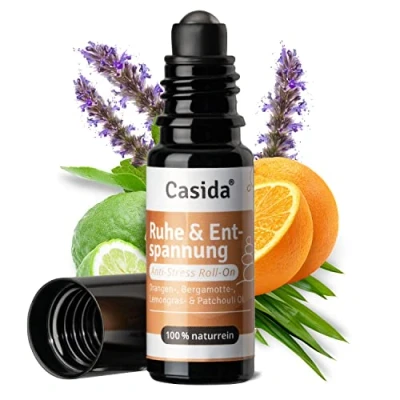 Abbildung von Casida® Roll on &quot;Ruhe &amp; Entspannung&quot; Anti Stress Duft zur Entspannung von Körper, Geist und Seele Duftöl, Aromaöl, Ätherisches Öl für die Aromapflege unterwegs 10 ml (Ruhe Entspannung)