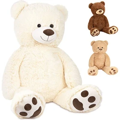 Abbildung von BRUBAKER XXL Teddybär 100 cm groß Weiß Stofftier Plüschtier Kuscheltier