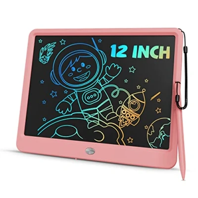 Abbildung von TEKFUN 12 Zoll LCD Schreibtafel für Kinder Erwachsene, Maltafel Zaubertafel ab 3+ Jahre, Geburtstag Weihnachts Geschenke Spielzeug 3 4 5 6 7 8 Mädchen Jungen (Rosa)