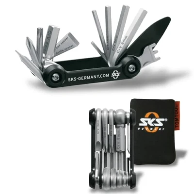 Abbildung von SKS GERMANY TOM Mini Tool Multifunktionswerkzeug Fahrrad, Miniwerkzeug Rad, aus rostfreiem Stahl/Aluminium, viele integrierte Werkzeug Funktionen