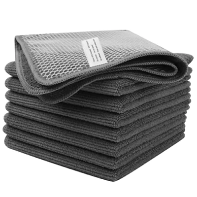 Abbildung von VIVOTE Microfaser Spültücher Spüllappen waschbar Geschirrtücher Mit Poly Mesh Scheuerseite Abwaschtücher Küche Haushaltstücher Lappen Küche,8Pack,30cmx30cm (Grau)