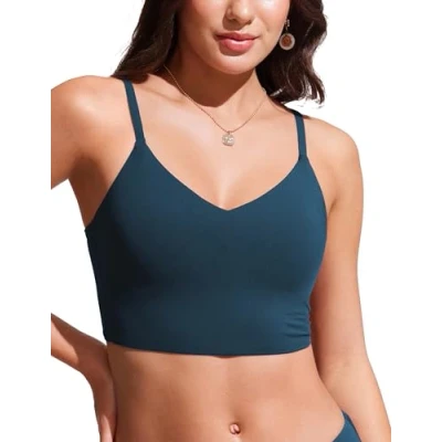 Abbildung von CRZ YOGA Damen Bikini Top Swimsuit Schnell Trocknend Padded Swim Oberteil Abzeichen Blau 34