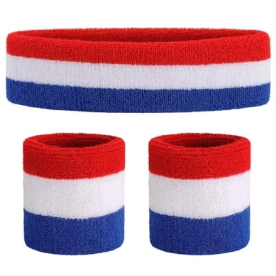 Abbildung von ONUPGO Schweißband Set Sportstirnband Handgelenk gestreifte Schweißbänder Frottee Sporttraining Basketball Armband Stirnbänder Feuchtigkeitstransport Schweiß absorbierendes Stirnband