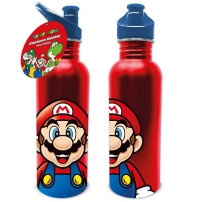Abbildung von Pyramid Europe Super Mario Flasche (Mario Design) 700ml Metall Wasserflasche, Mädchen Jungen Kinder Wasserflasche Offizielles Lizenzprodukt