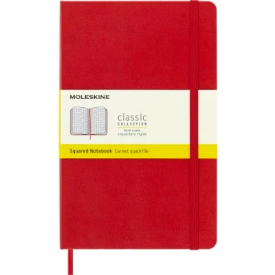 Abbildung von Moleskine Klassisches Kariertes Notizbuch Hardcover mit Elastischem Verschlussband Farbe Scharlachrot Größe A5 13 x 21 cm 208 Seiten