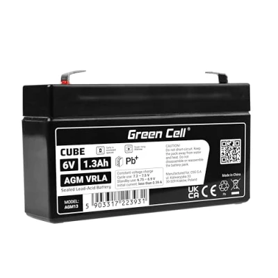 Abbildung von Green Cell® AGM 6V 1,3Ah Akku VRLA Blei Batterie Bleiakku Ersatzakku Gelakku Akkubatterie Zyklenfest Unbemannt Spielzeug Elektro Alarm Notstrom Kinderfahrzeuge Kinder Quad